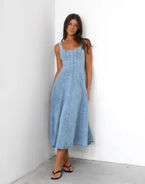 Kella Denim Maxi Dress (Light Denim)