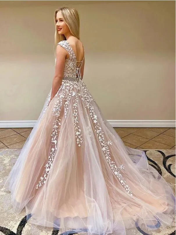 Lace Prom Dresses, Evening Dress, Dance Dress, Formal Dress, Graduation School Party Gown, PC0554