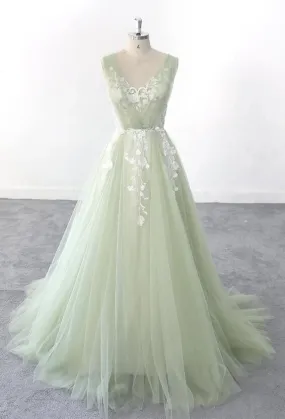 Light Green Prom Dress Long ,Colored Wedding Dresses, Sweet 16 Party Dresses PC1091