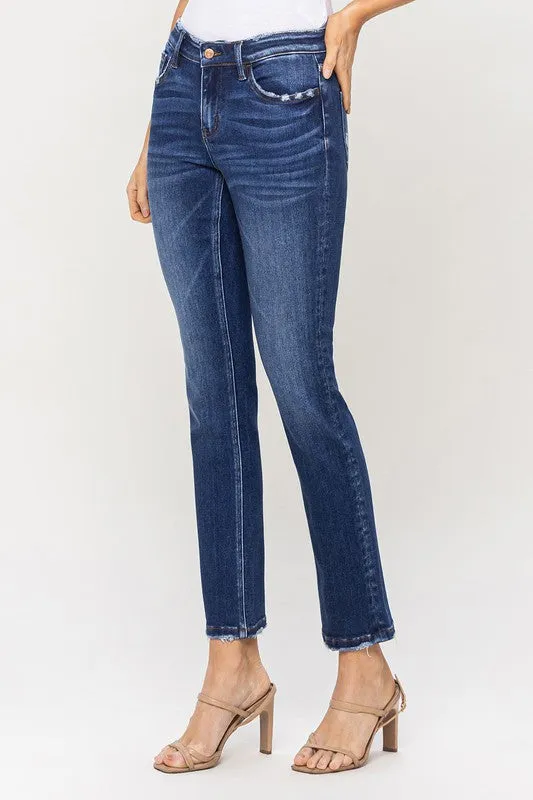 London Mid Rise Ankle Slim Straight Denim