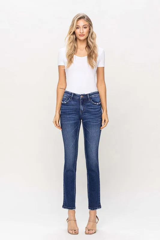 London Mid Rise Ankle Slim Straight Denim