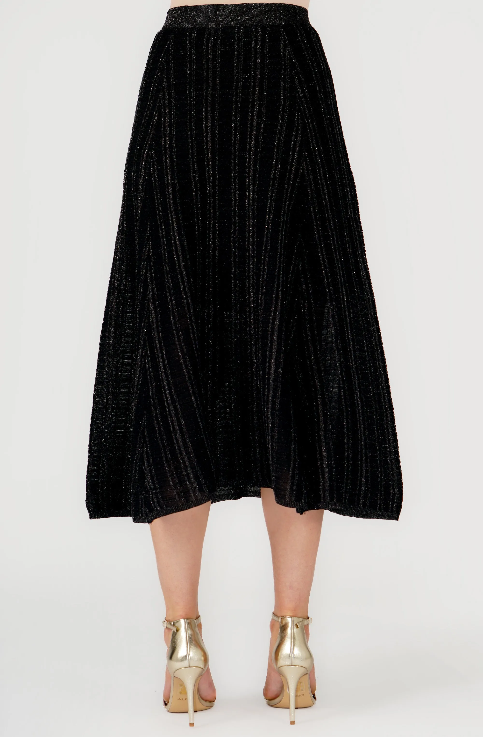 Lurex Embossed Knit Midi Skirt