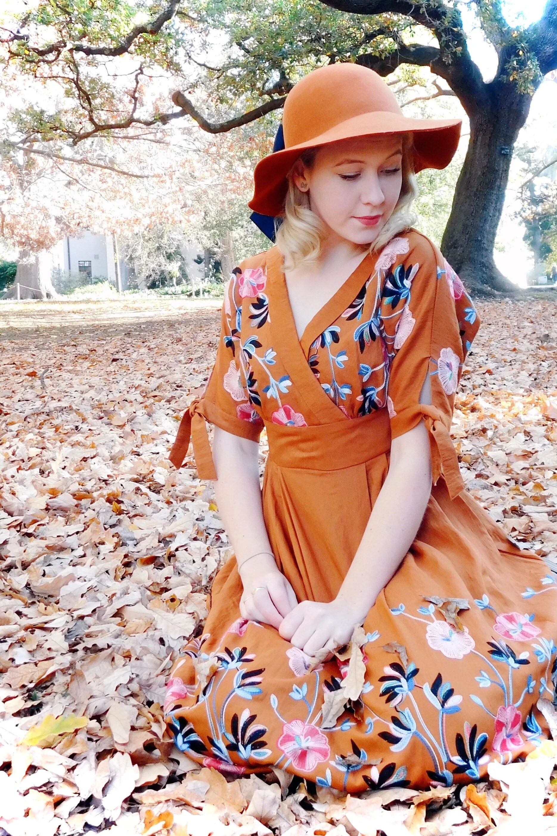 Madoka Rust Embroidery Dress