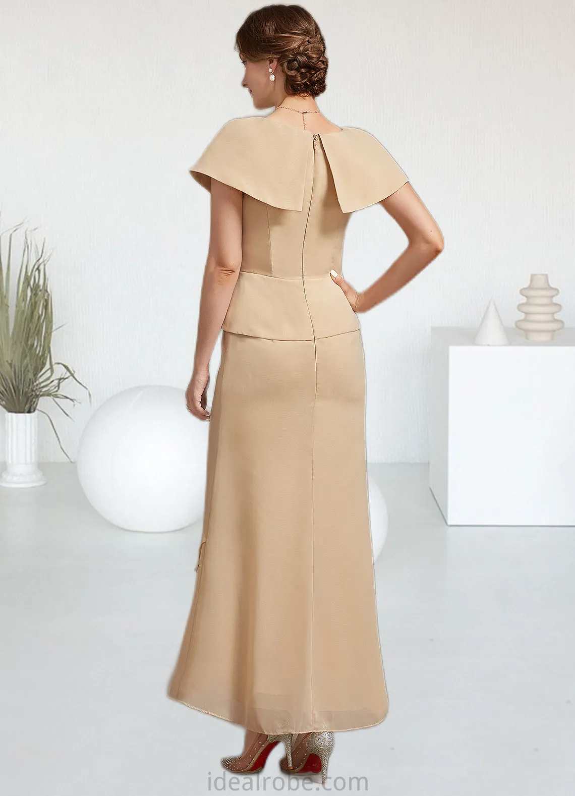 Marisa A-line V-Neck Asymmetrical Chiffon Mother of the Bride Dress With Beading Sequins STK126P0014615