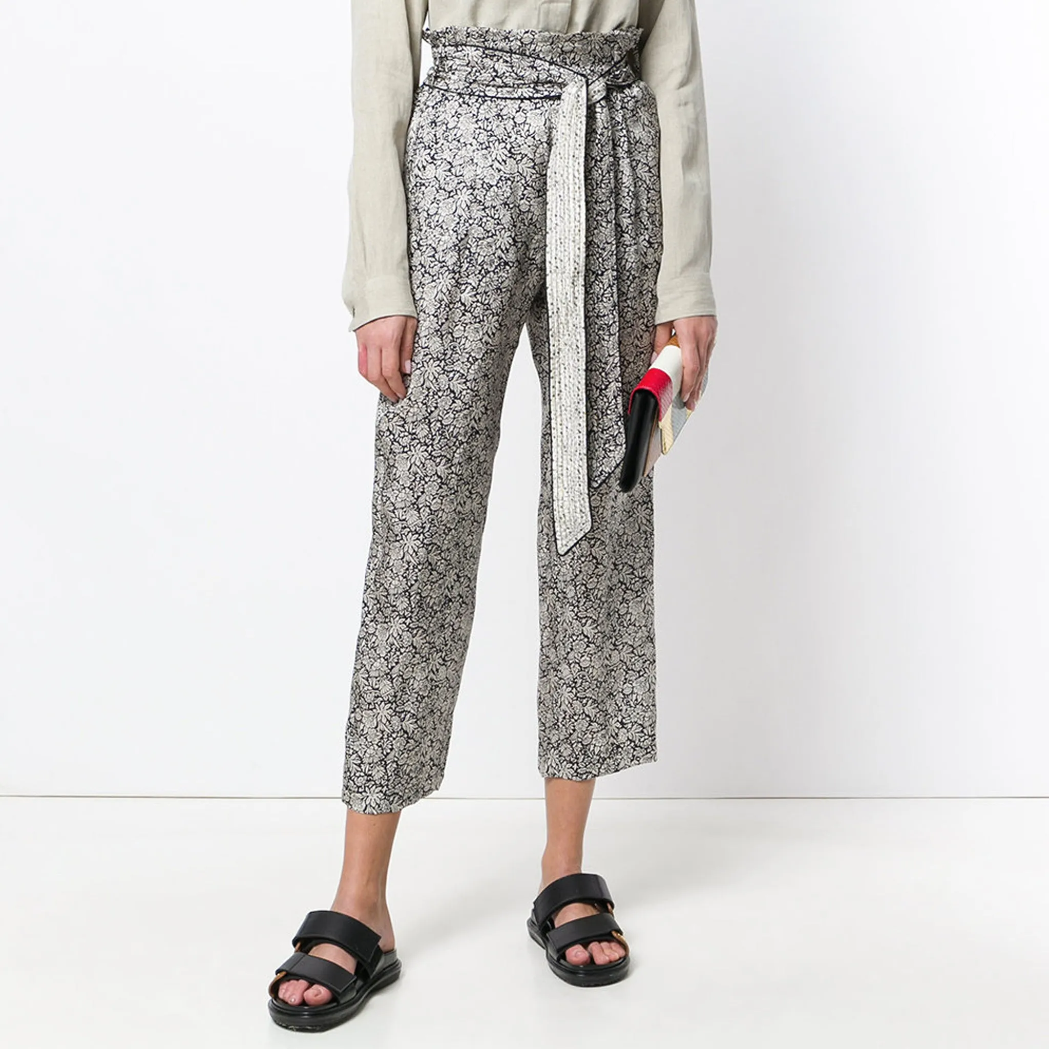 Masscob Floral Print Silk Trousers