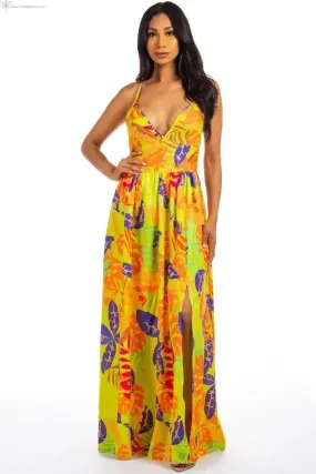 Maxi Dress Multicolor with Side Slit