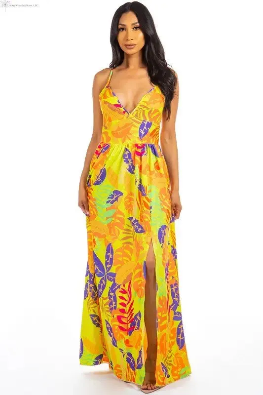 Maxi Dress Multicolor with Side Slit