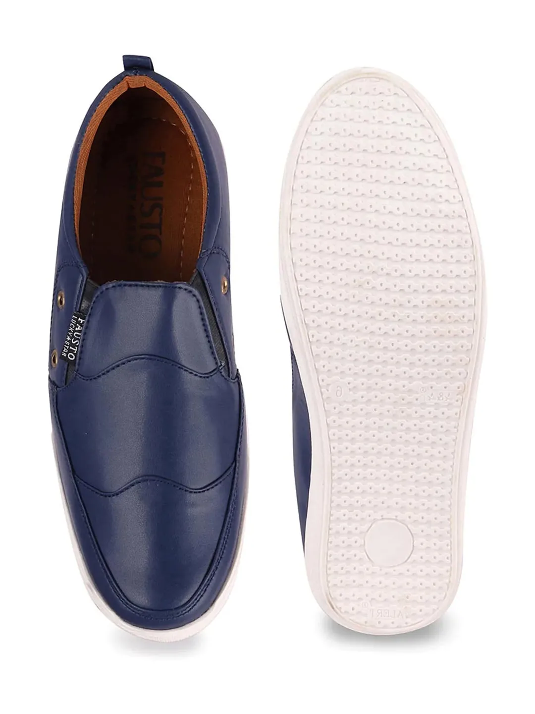 Men Blue Casual Slip-On Loafers