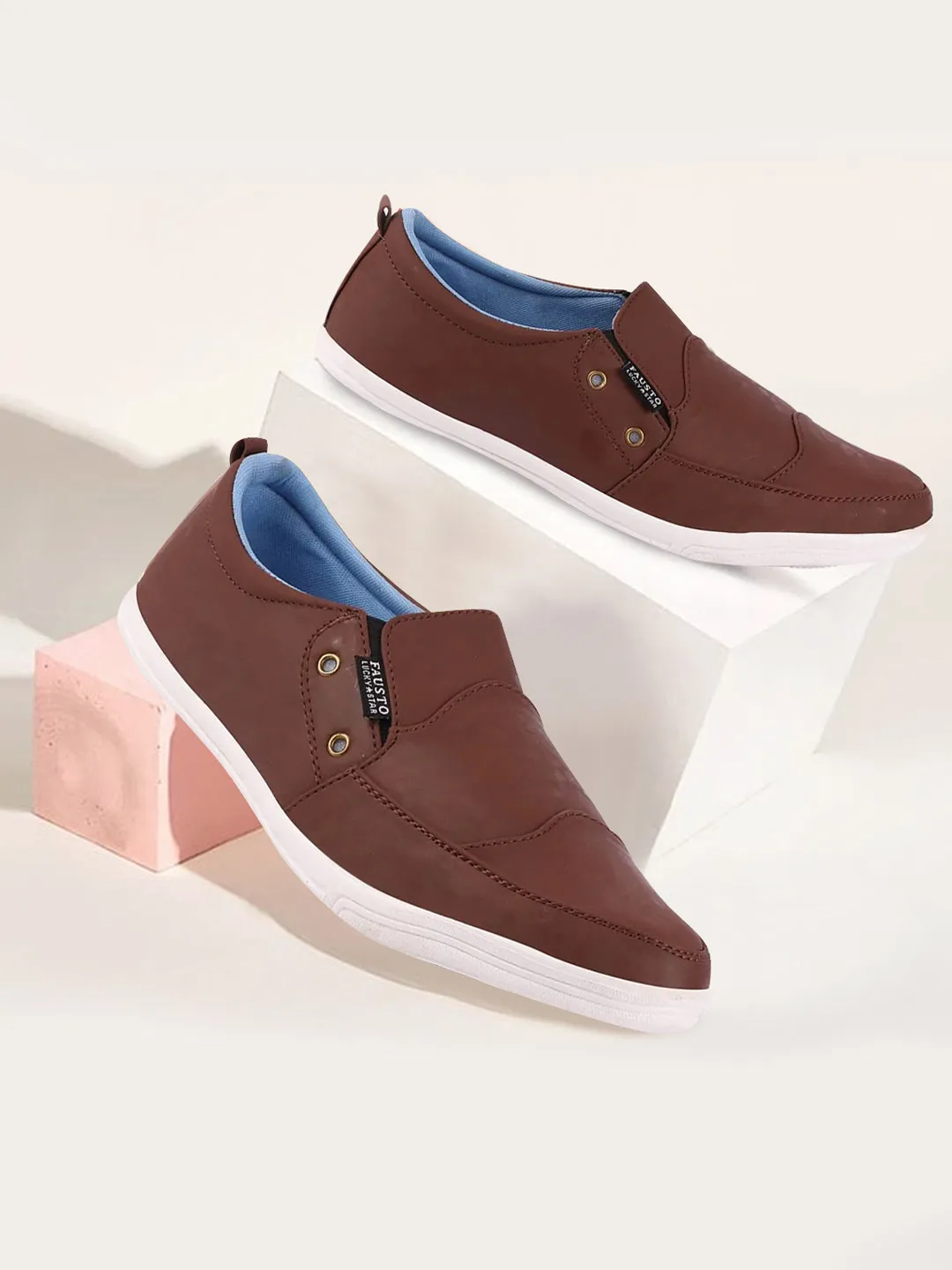 Men Brown Casual Slip-On Loafers