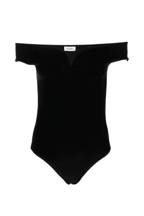 Nanushka Gesa Velvet Bodysuit - Black