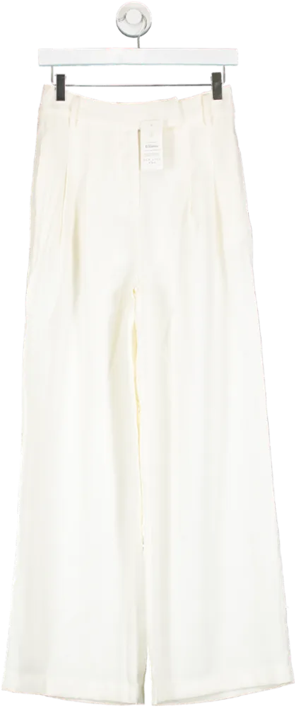 New Look Cream Viscose Twill Wide Leg Trousers UK 6