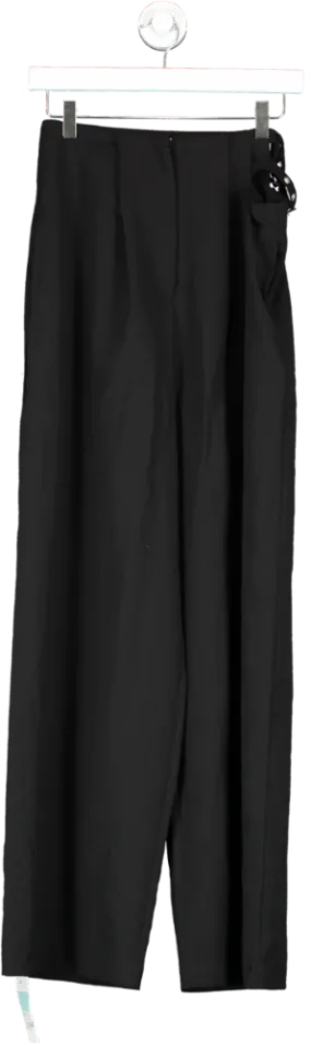 NOLULLS Black Tailored Belted Wide Leg Trousers UK S