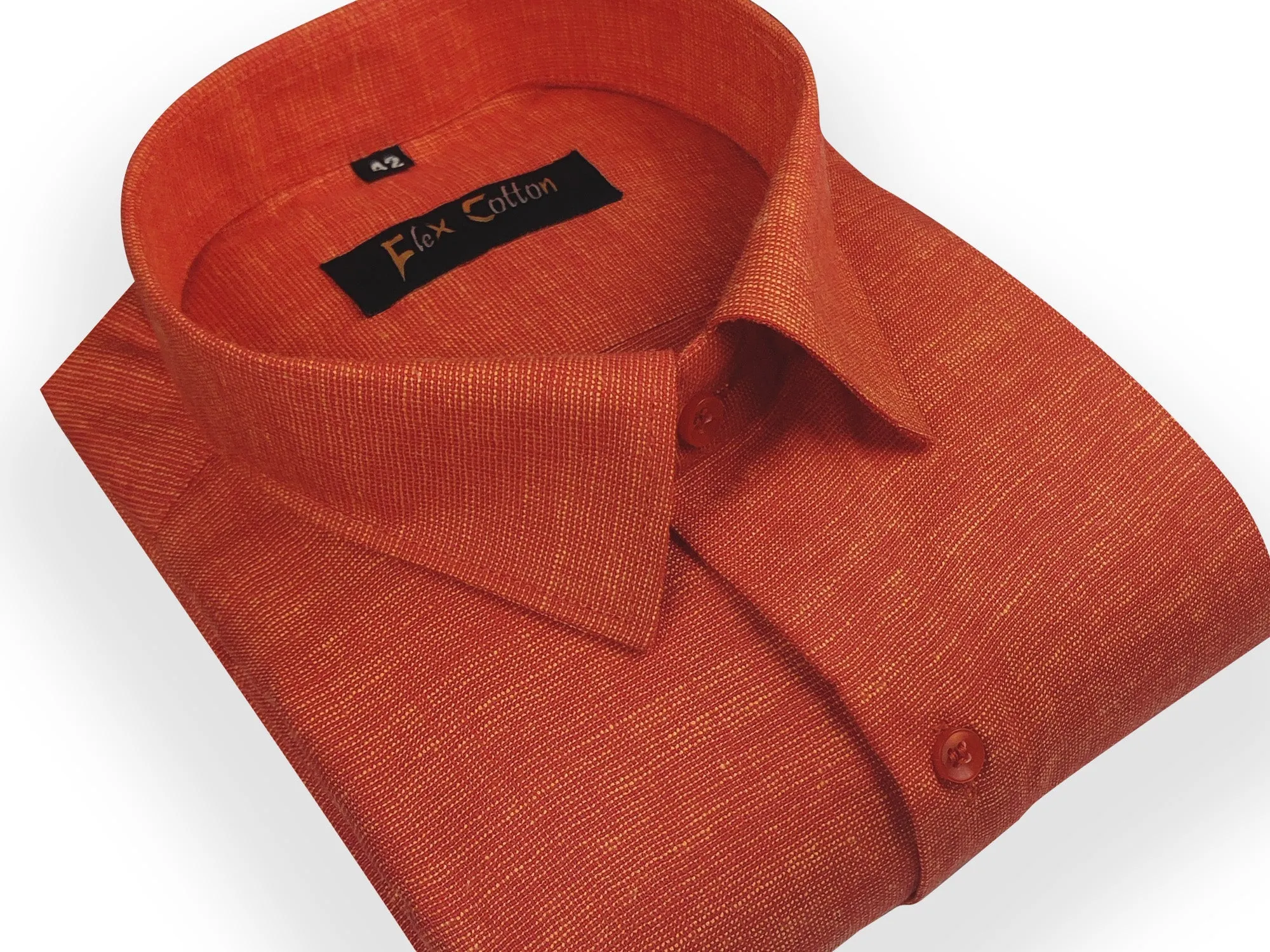 Orange Color Dual Tone Matty Cotton Shirt For Men's