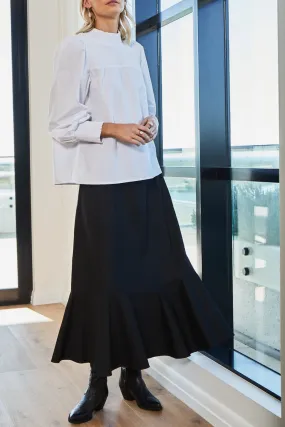 Pave Poplin Black Midi Skirt