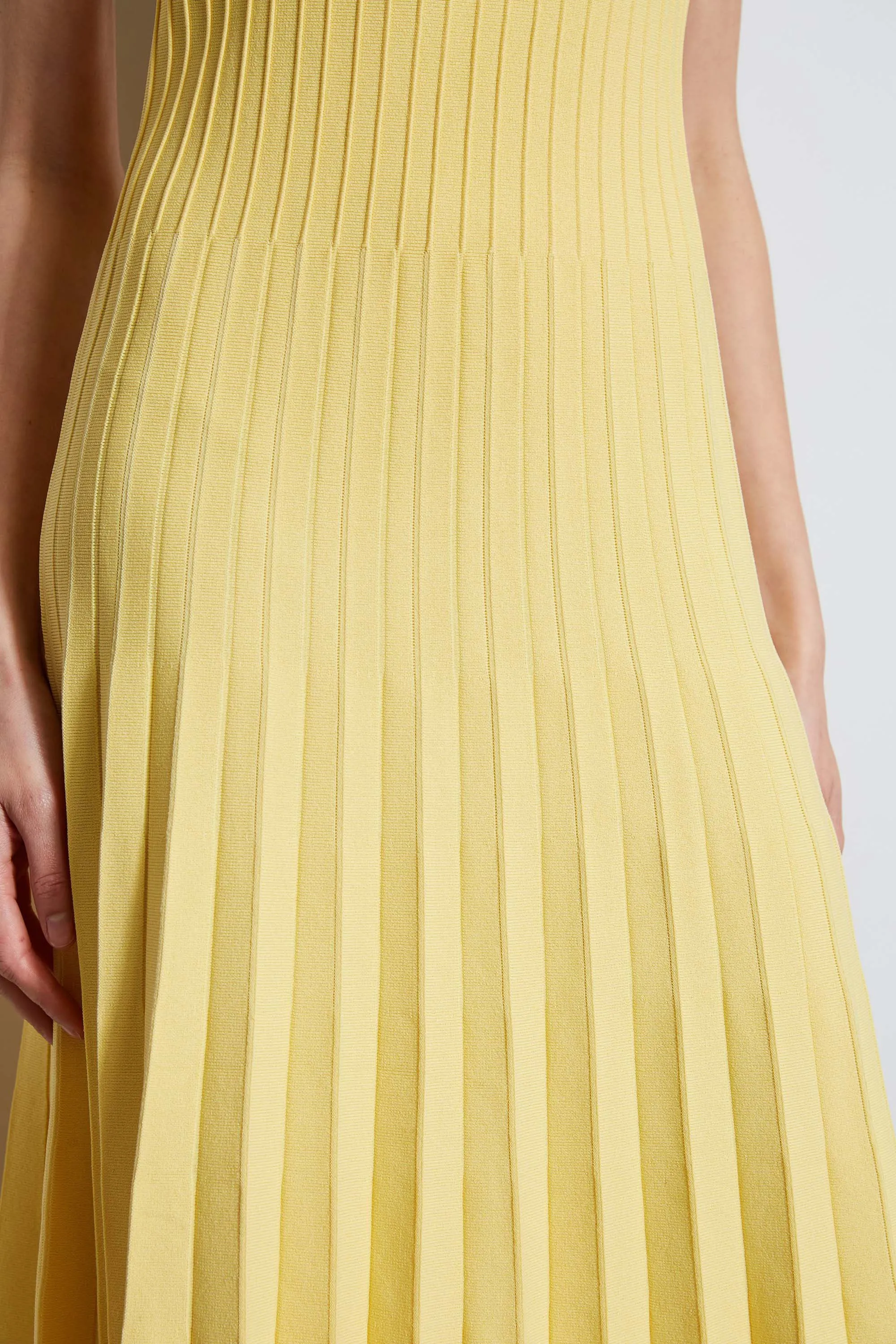 Pleated Knit Midi Dress