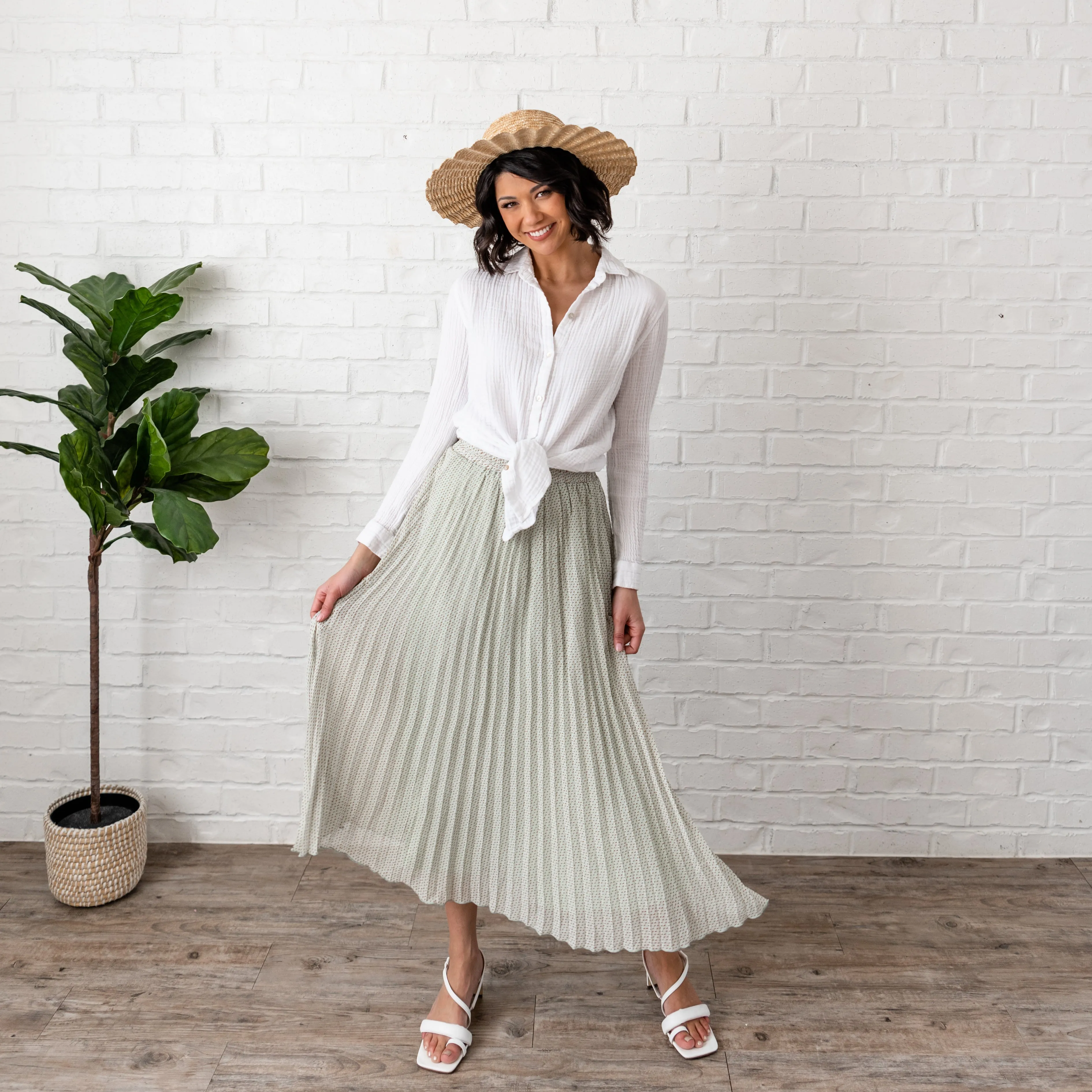 Pleated Maxi Skirt