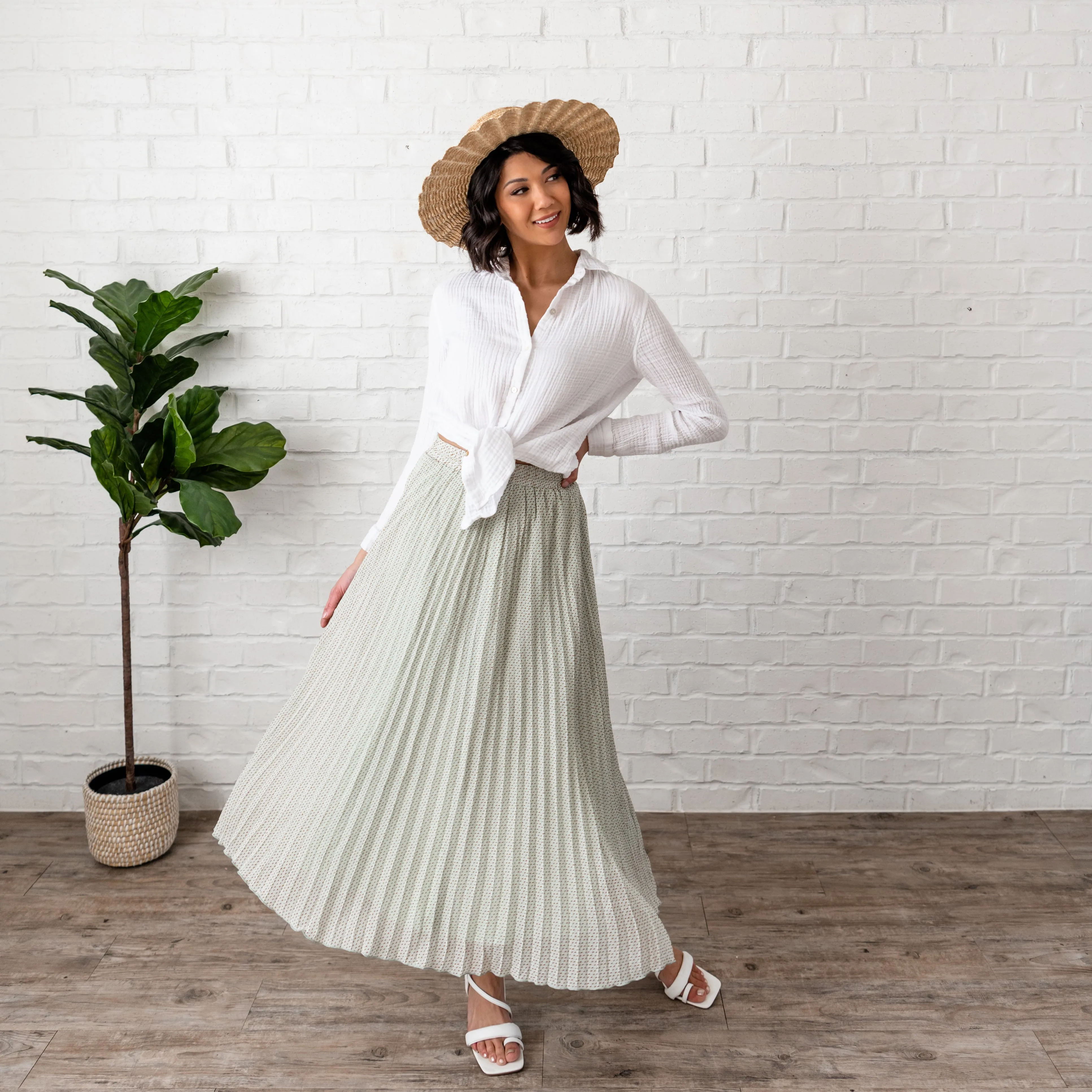 Pleated Maxi Skirt