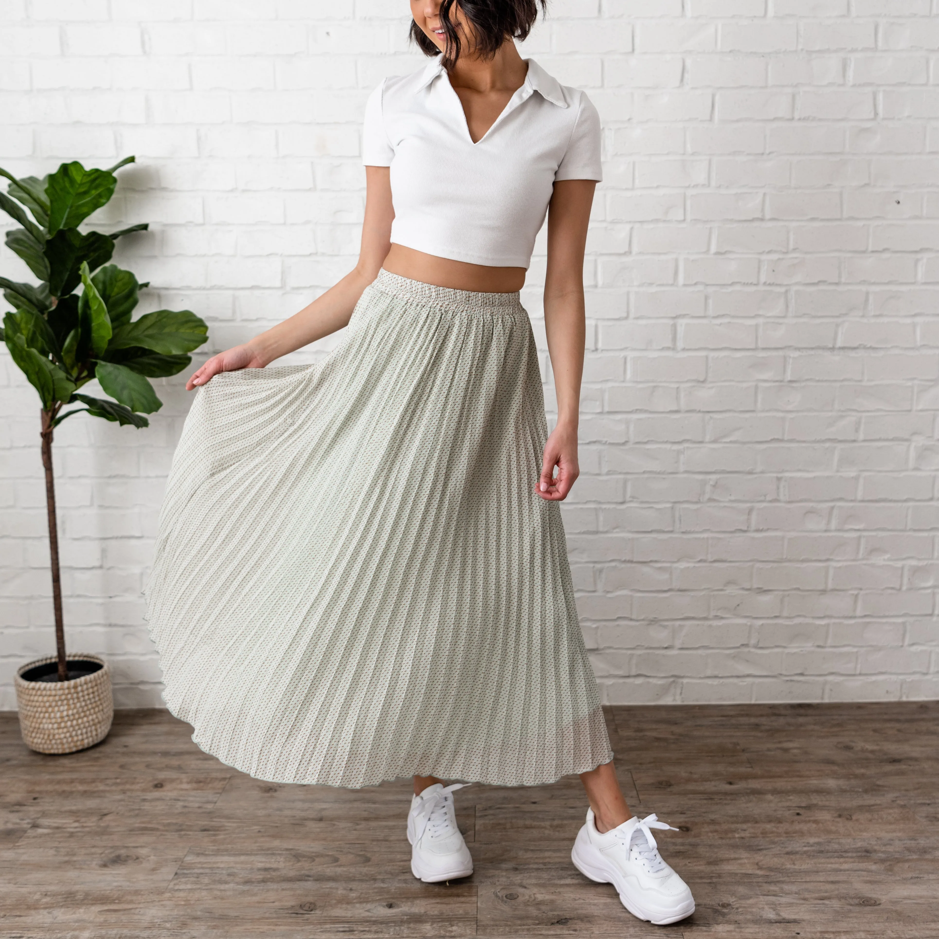 Pleated Maxi Skirt