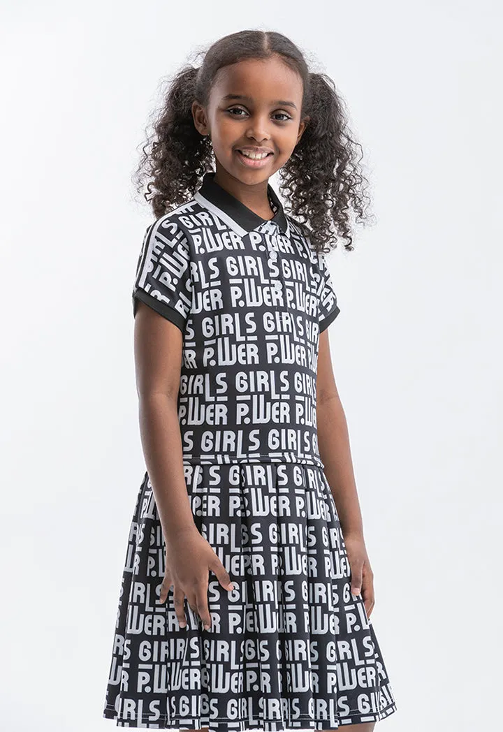 Powerpuff Girls All Over Printed Collared Dress