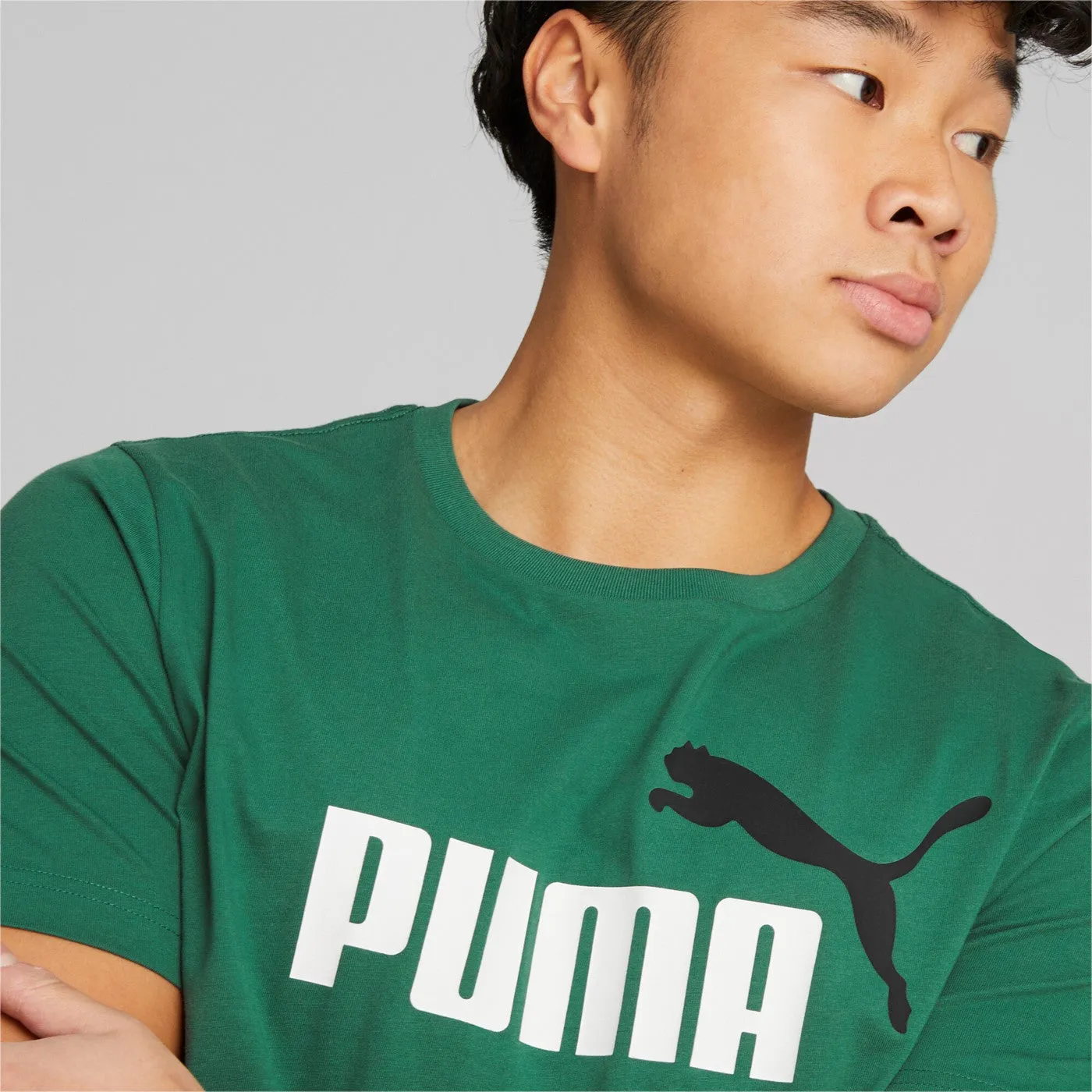 Puma men's short sleeve t-shirt ESS  2 large logo print 586759-37 green