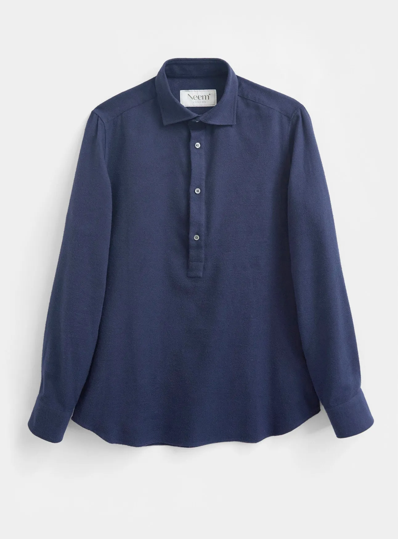 Recycled Italian Flannel Navy Popover Shirt