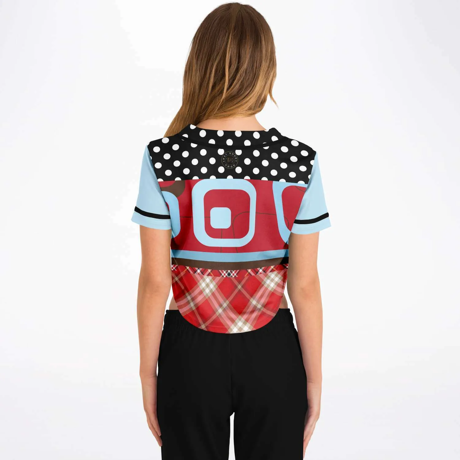 Red Pacific Palisades Geo Cropped Button Front Jersey