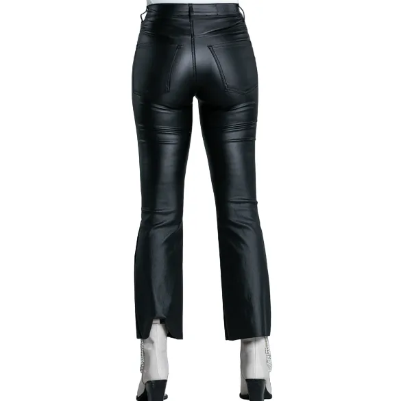 Relish 5-pocket STEEL casual trousers with high waist crop flares in black