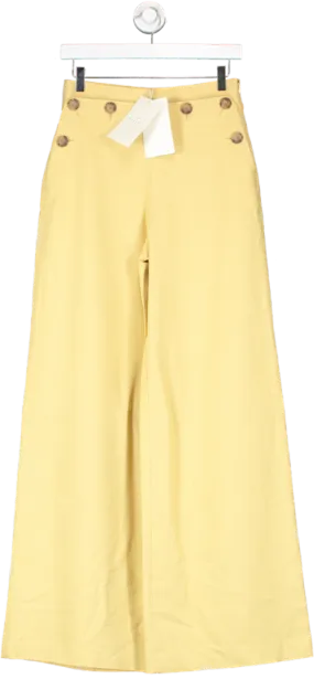 Sezane Clayton Womens High-Waisted Trousers in Vibrant Yellow Size UK 8