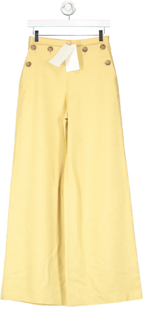 Sezane Clayton Womens High-Waisted Trousers in Vibrant Yellow Size UK 8