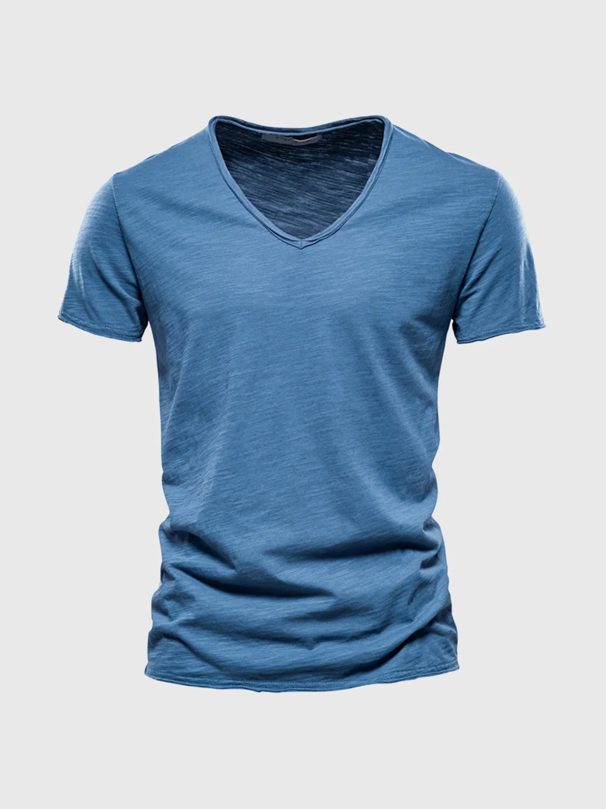 Slub Cotton V-neck T-shirt