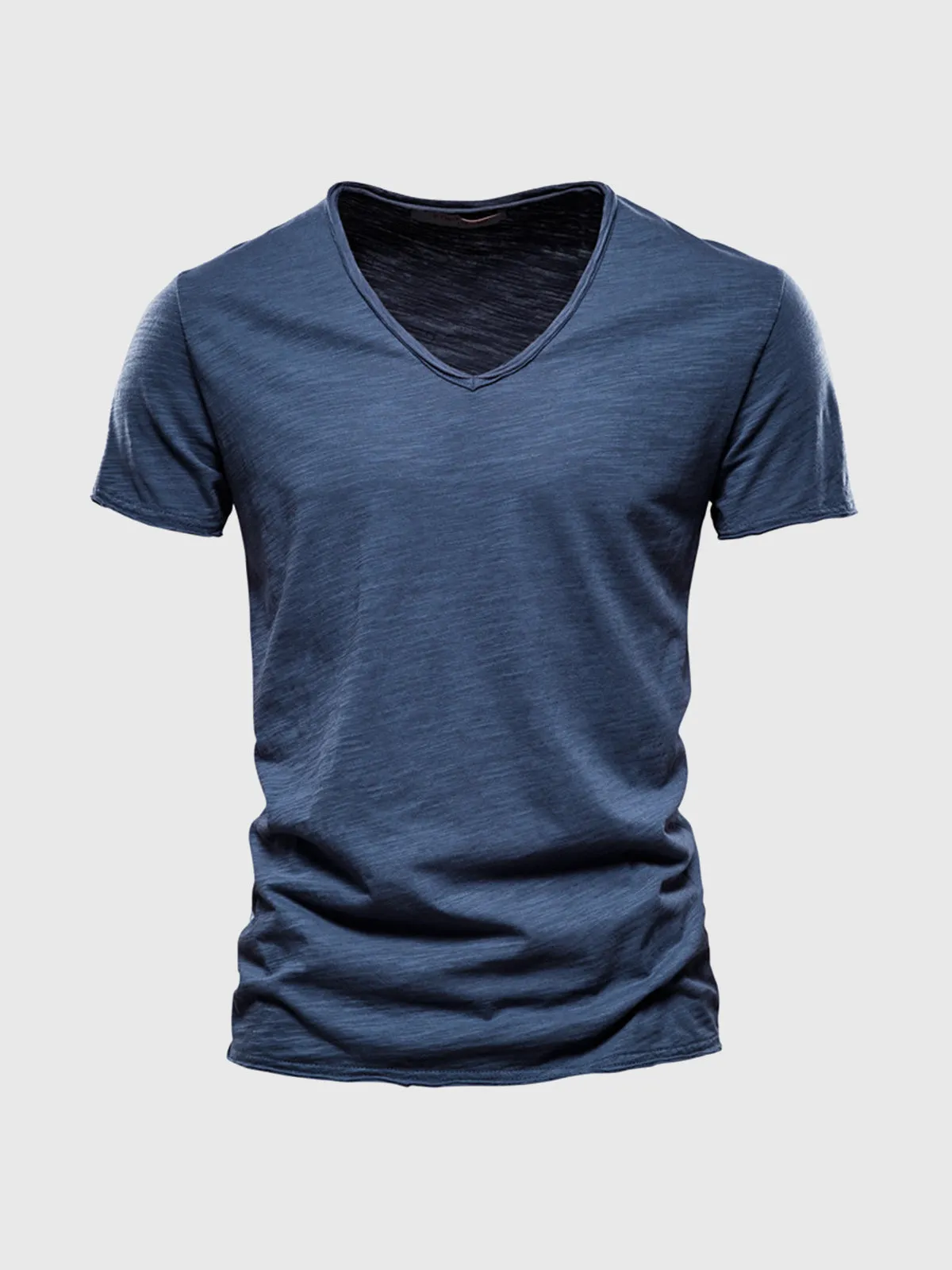 Slub Cotton V-neck T-shirt