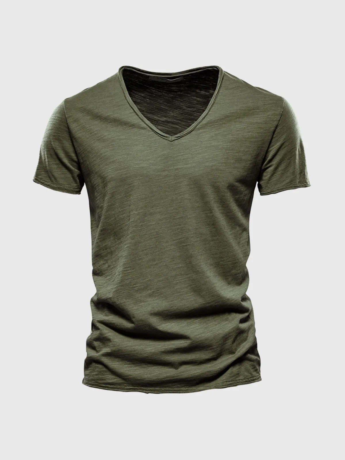 Slub Cotton V-neck T-shirt