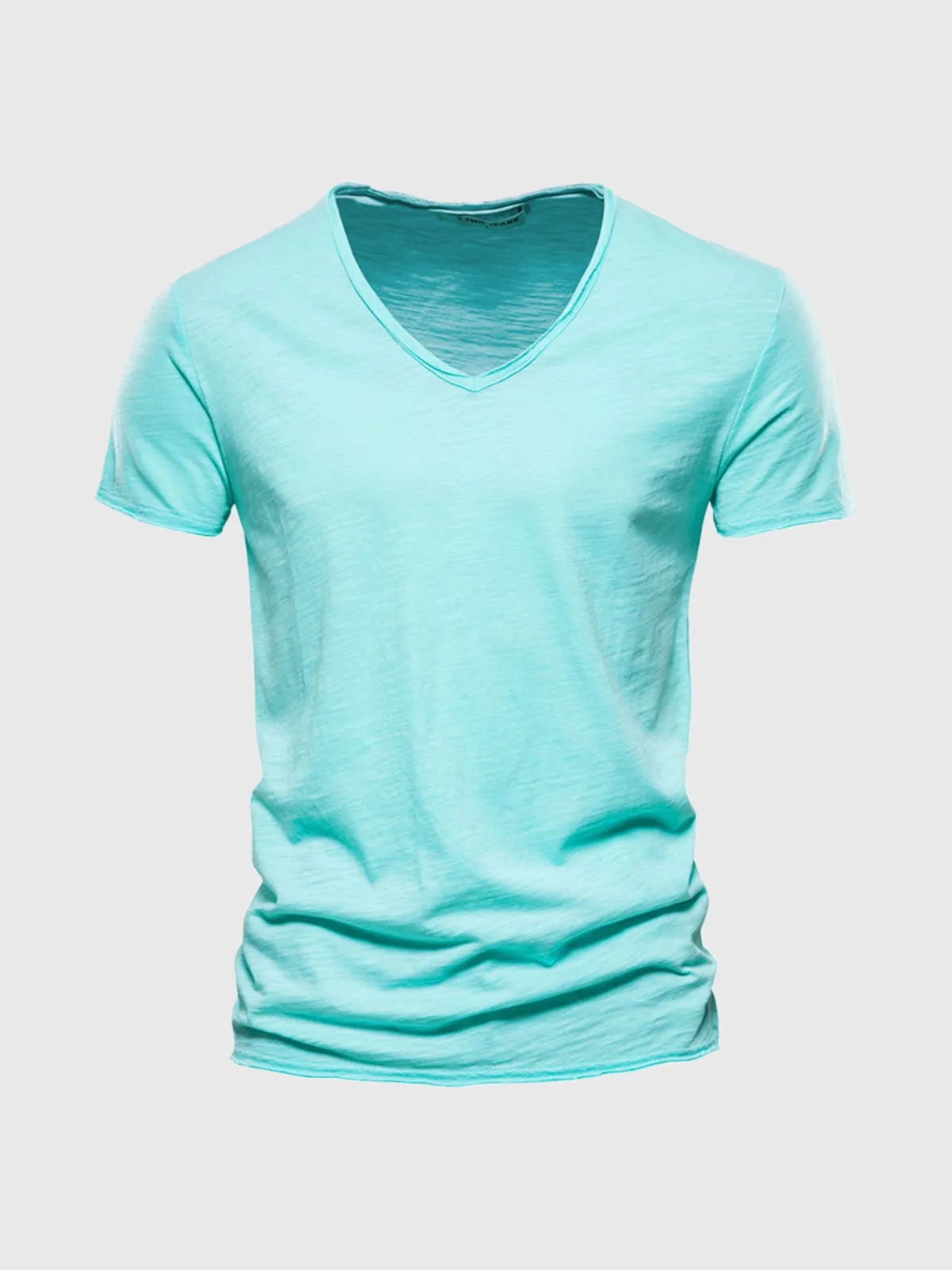 Slub Cotton V-neck T-shirt