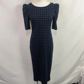 Smythe Navy With Dots Poof Shoulders Dress