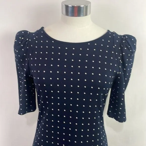 Smythe Navy With Dots Poof Shoulders Dress