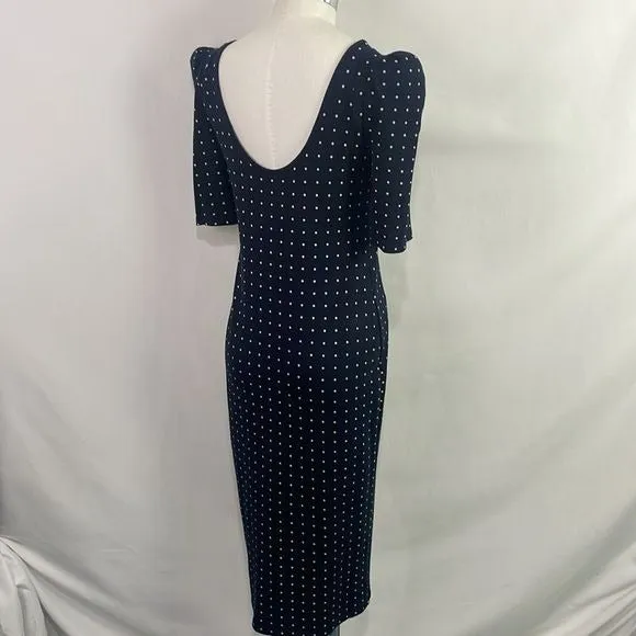 Smythe Navy With Dots Poof Shoulders Dress