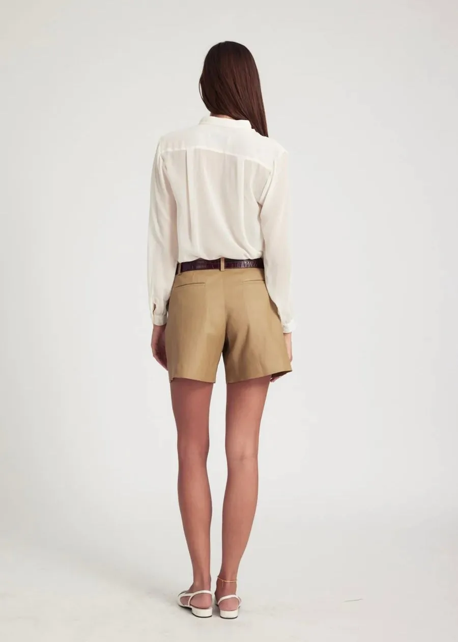 SPRWMN Deep Pleat Trouser Short Khaki