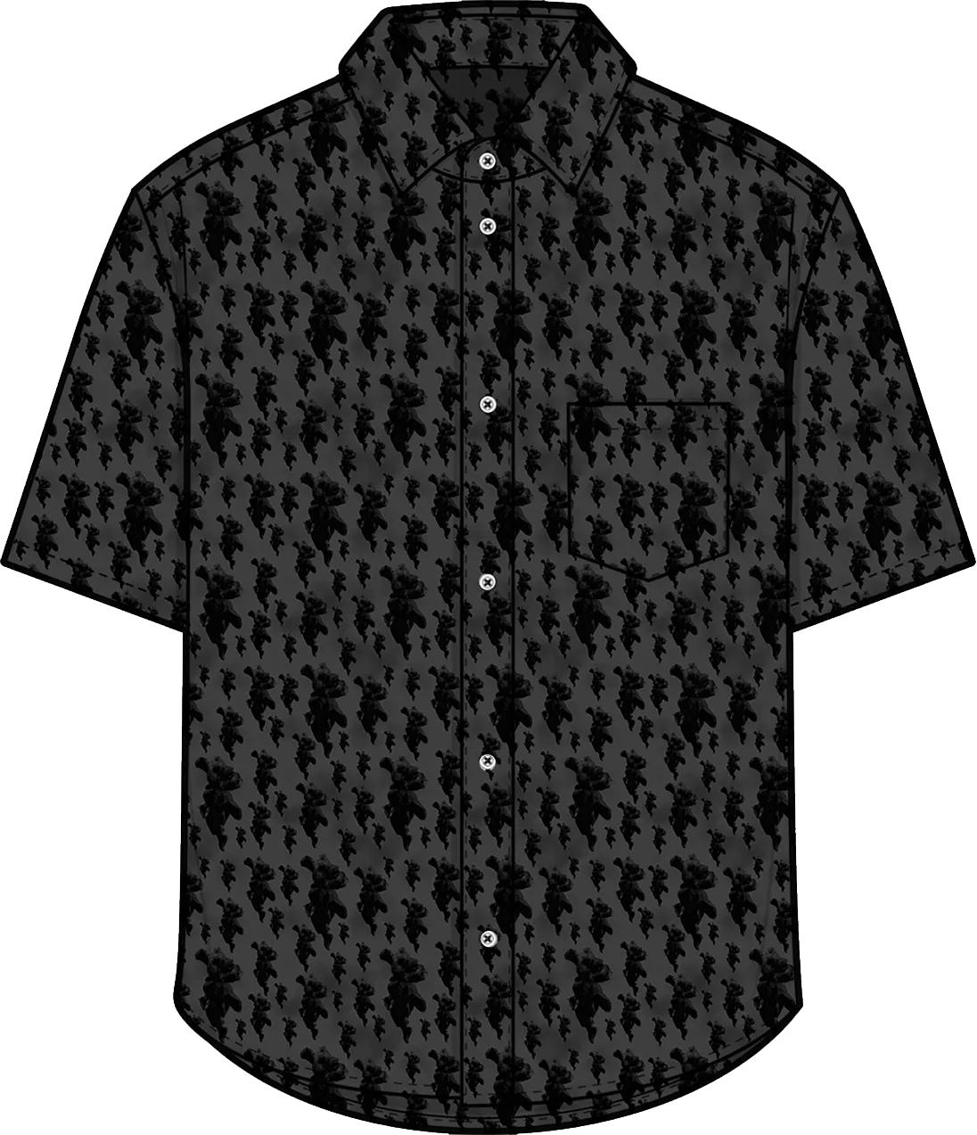 Street Fighter One Thousand Deaths Button-Up Shirt - Black - Stylish Graphic Tee for Fans