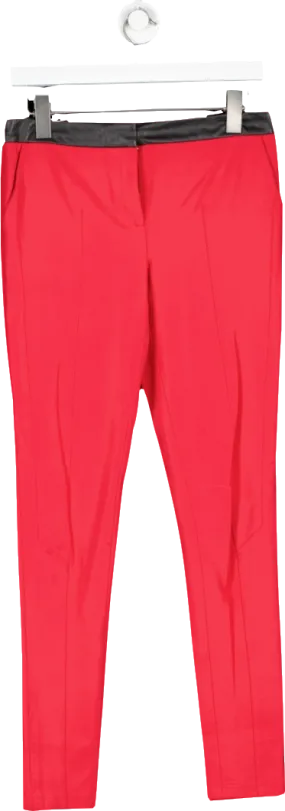 Ted Baker Red Slim Fit Trousers With Faux Leather Waist Band UK S