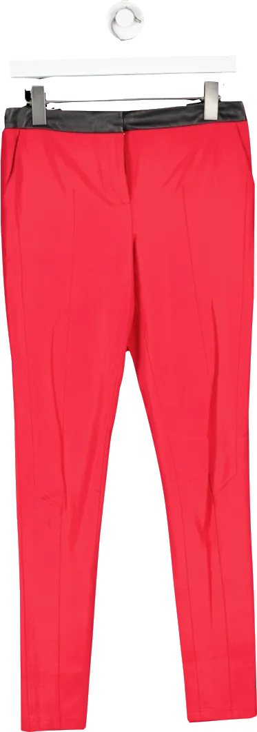 Ted Baker Red Slim Fit Trousers With Faux Leather Waist Band UK S