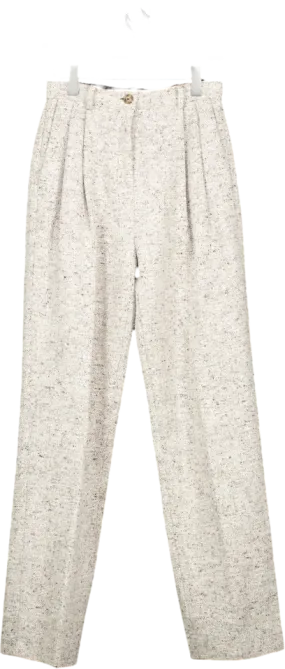 Tory Burch Grey Linen And Wool Marl Trousers UK 6