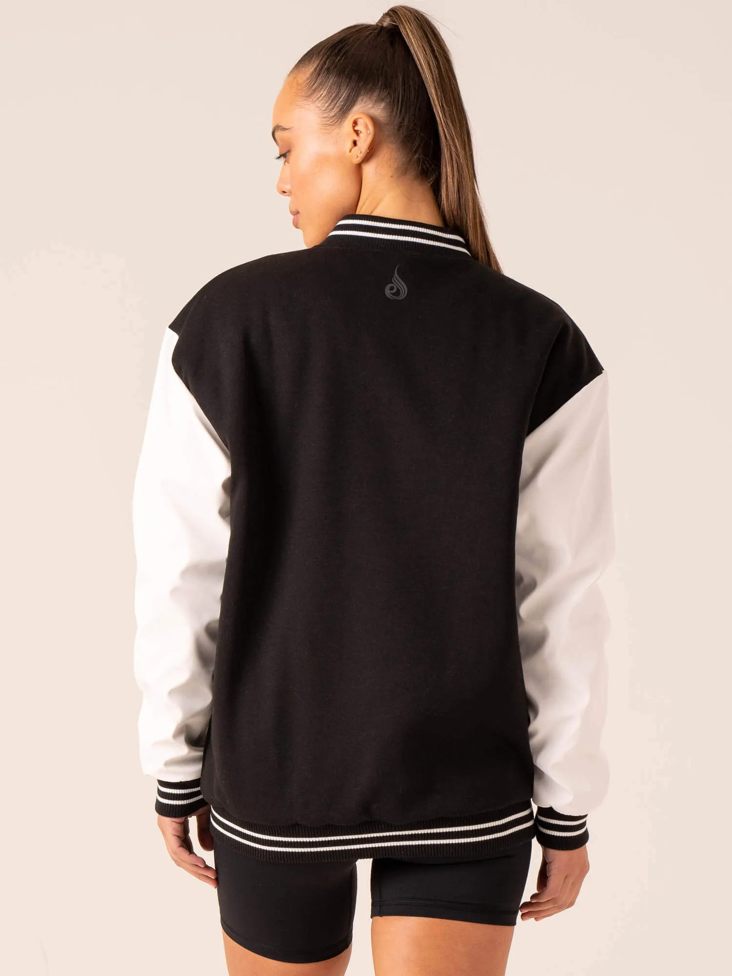 Varsity Bomber Jacket - Black/Vanilla