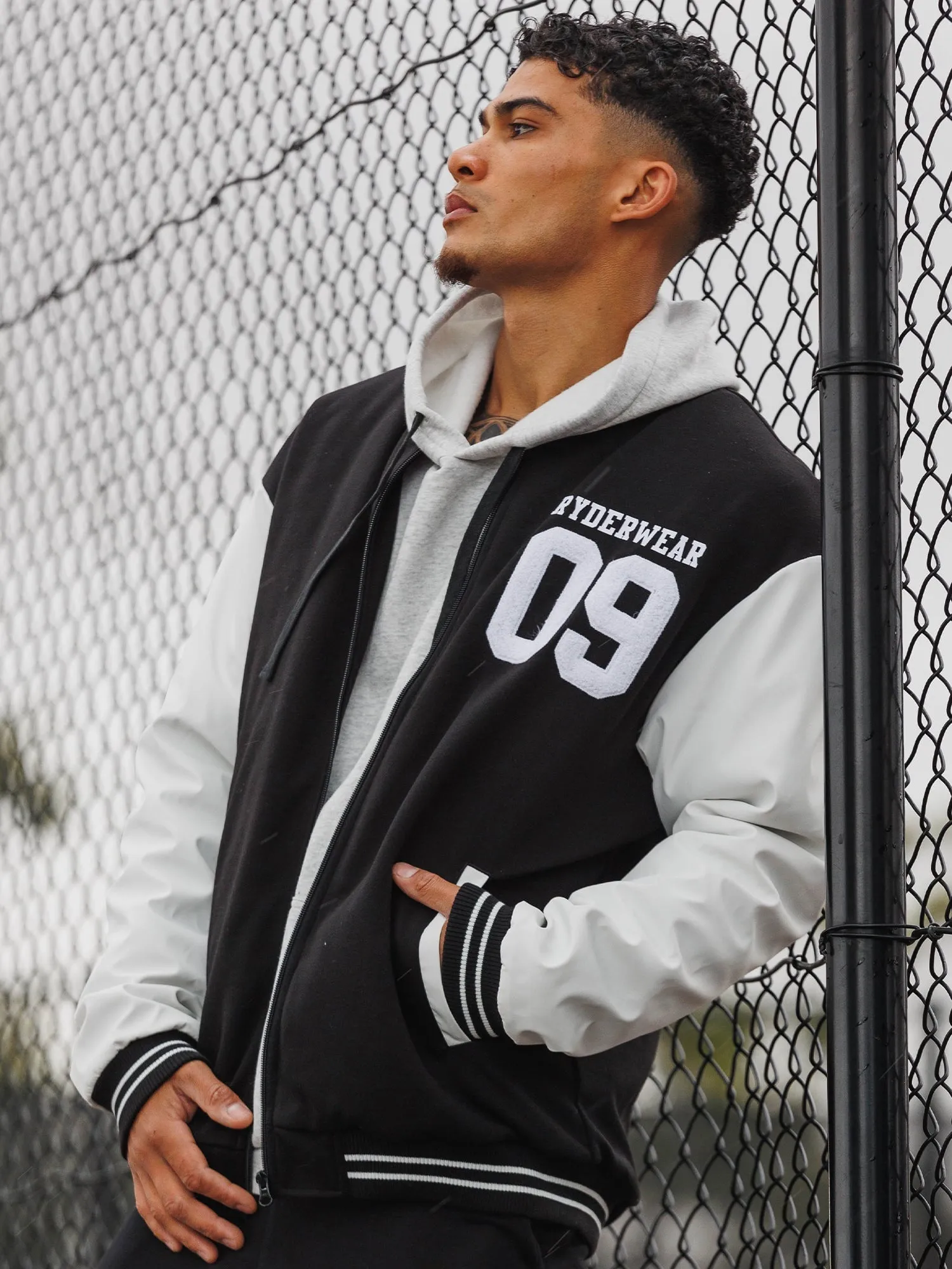 Varsity Bomber Jacket - Black/Vanilla