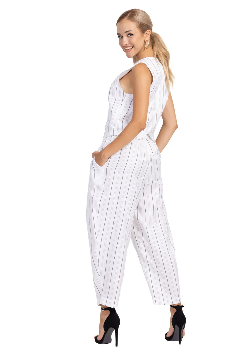 White Striped Women's Suit Vest