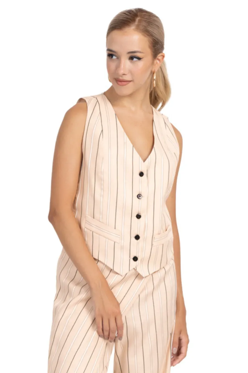 White Striped Women's Suit Vest