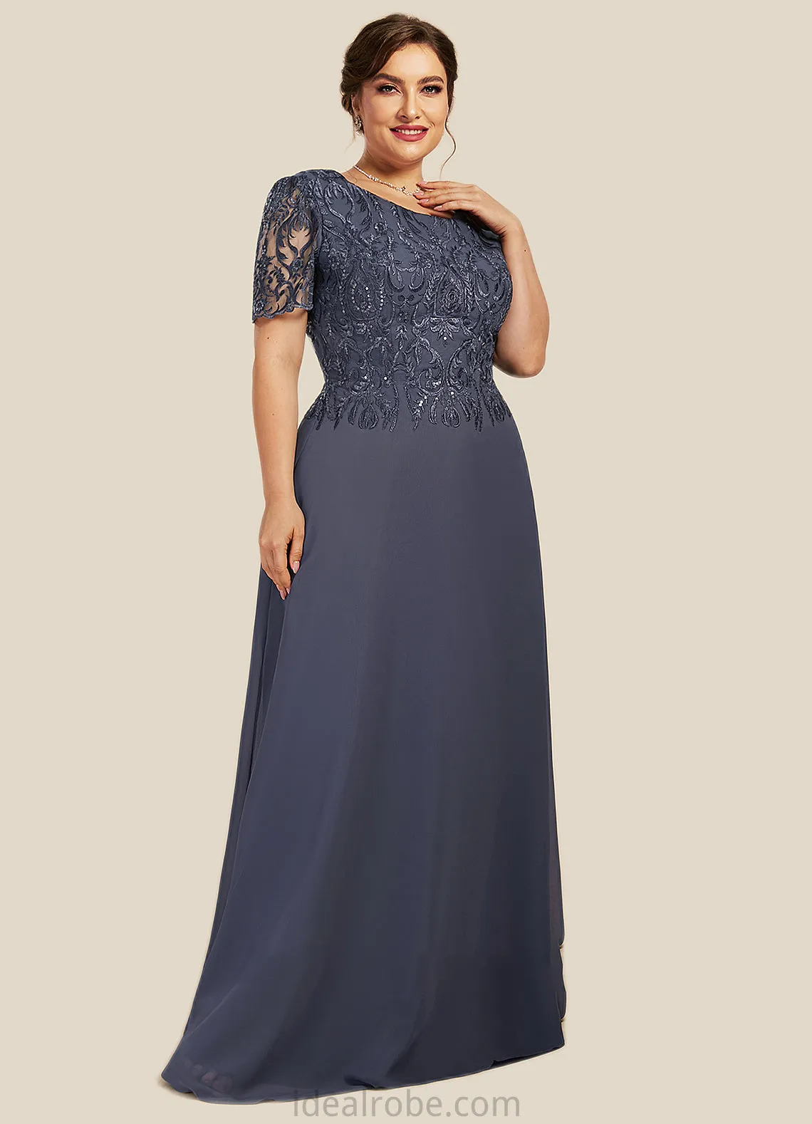 Willow A-Line Scoop Neck Floor-Length Chiffon Lace Mother of the Bride Dress STK126P0014568