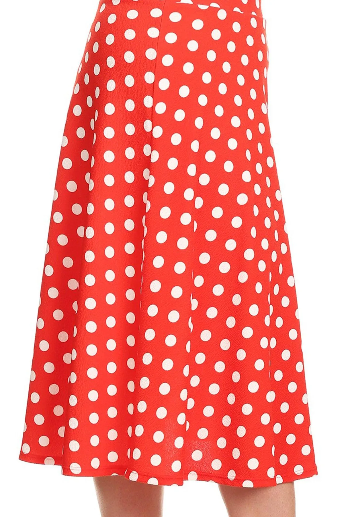 Women's A-Line Casual Flared Elastic Band Polka Dot Midi Skirt