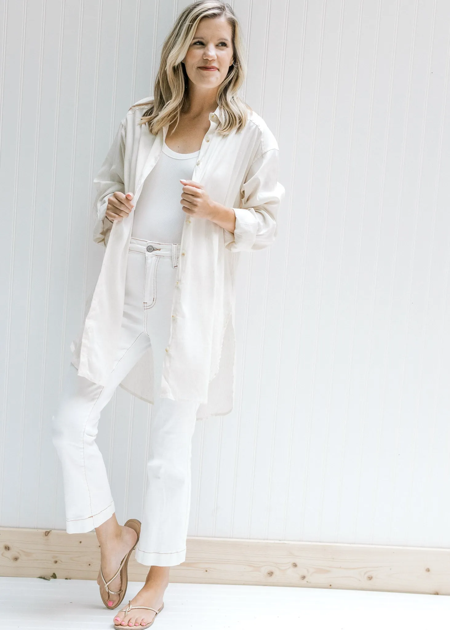 X Cream Oversize Button Down